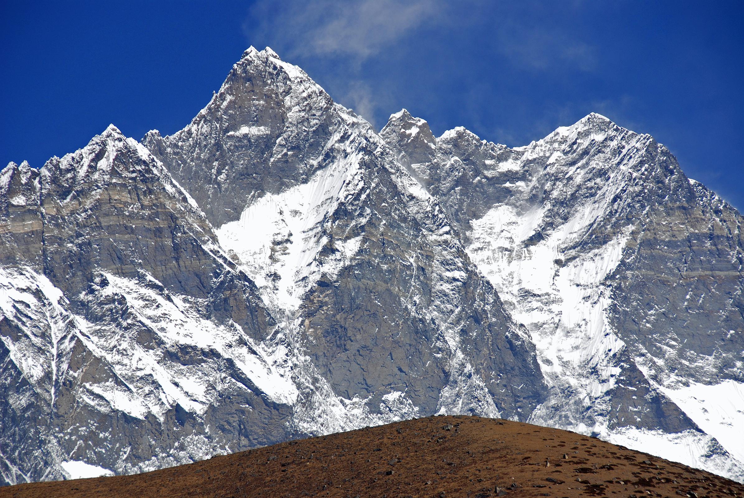 Kongma La 23 Lhotse South Face, Lhotse, Lhotse Middle, Lhotse Shar Close Up From Near Dingboche